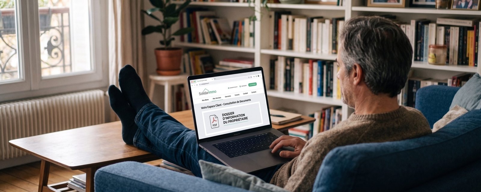 Propriétaire consultant son espace client Solidarimmo